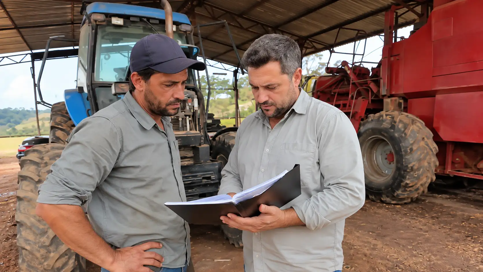 Produtor e consultor avaliam dívida de tratores e máquinas agrícolas.